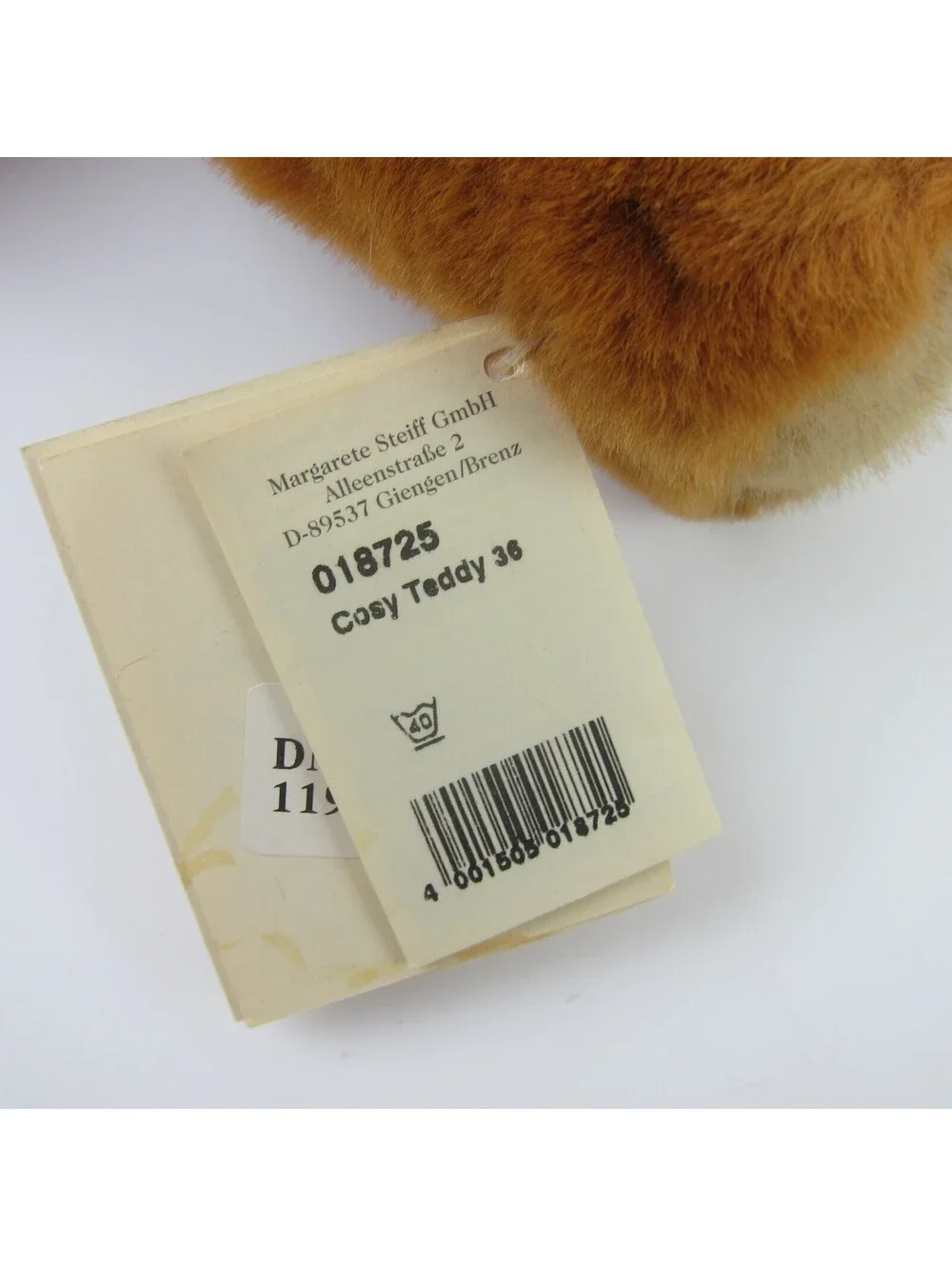 Vintage STEIFF Brown Cozy Teddy Bear Stuffed Animal 018725 Button Tag Red Ribbon